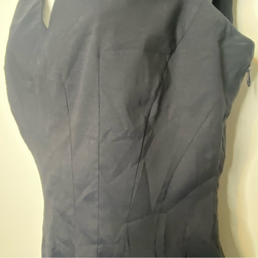 PIAZZA SEMPIONE Navy Silk V-Neck Knee-Length Dress Size 44it 8US - Picture 11 of 14